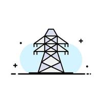 elettrico energia trasmissione trasmissione Torre attività commerciale piatto linea pieno icona vettore bandiera modello