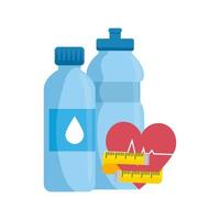bottiglia d'acqua con cuore e bottiglia d'acqua vettore