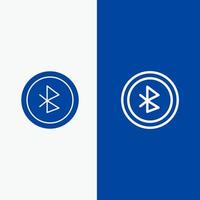 Bluetooth ui utente interfaccia linea e glifo solido icona blu bandiera linea e glifo solido icona blu bandiera vettore