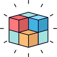 scatola labirinto puzzle soluzione cubo piatto colore icona vettore