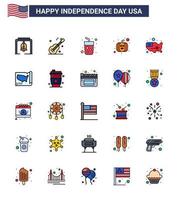 impostato di 25 Stati Uniti d'America giorno icone americano simboli indipendenza giorno segni per unito carta geografica alcool Stati Uniti d'America Festival americano modificabile Stati Uniti d'America giorno vettore design elementi