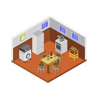 camera cucina isometrica su sfondo bianco vettore