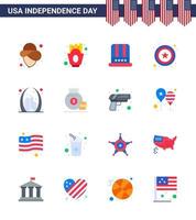 Stati Uniti d'America contento indipendenza pictogram impostato di 16 semplice appartamenti di punto di riferimento edificio berretto arco stella modificabile Stati Uniti d'America giorno vettore design elementi