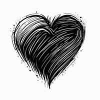 cuore mano disegnato cuore icona cartello - spazzola disegno calligrafia cuore nero cuore simbolo - cuore cartone animato vettore illustrazione