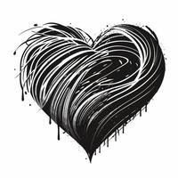 cuore mano disegnato cuore icona cartello - spazzola disegno calligrafia cuore nero cuore simbolo - cuore cartone animato vettore illustrazione