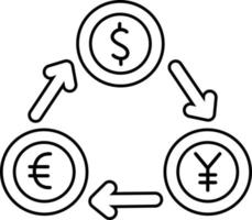 straniero scambio i soldi moneta finanza banca attività commerciale risorse linea con bianca colorato vettore