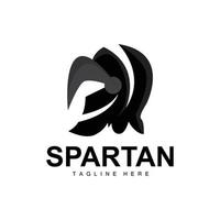 spartano logo, guerra casco completo da uomo vettore, barbaro armatura icona, vichingo, Palestra in forma disegno, fitness vettore