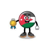 Giordania bandiera cartone animato illustrazione con soddisfazione garantito medaglia vettore