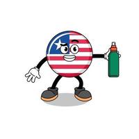 Liberia bandiera illustrazione cartone animato Tenere zanzara repellente vettore