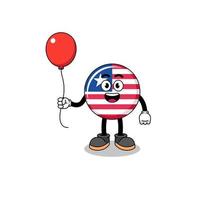 cartone animato di Liberia bandiera Tenere un' Palloncino vettore