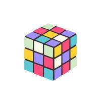 colorato cubo su un' bianca sfondo. anni 90 puzzle cubo giocattolo. vettore illustrazione isolato