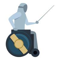sedia a rotelle scherma icona cartone animato vettore. sport esercizio vettore