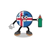 Islanda bandiera illustrazione cartone animato Tenere zanzara repellente vettore