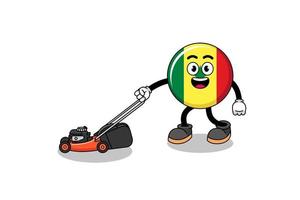 Senegal bandiera illustrazione cartone animato Tenere prato falciatore vettore