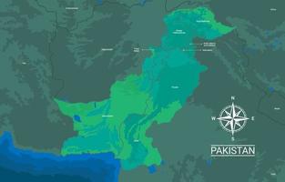 illustrato verde nazione carta geografica di Pakistan vettore