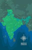 illustrato verde nazione carta geografica di India vettore