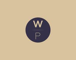 wp lettera moderno elegante logo design vettore immagini
