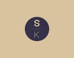sk lettera moderno elegante logo design vettore immagini