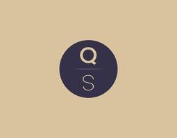 qs lettera moderno elegante logo design vettore immagini