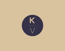 kv lettera moderno elegante logo design vettore immagini