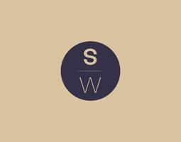 sw lettera moderno elegante logo design vettore immagini