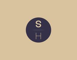 sh lettera moderno elegante logo design vettore immagini