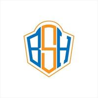 bsh astratto monogramma scudo logo design su bianca sfondo. bsh creativo iniziali lettera logo. vettore