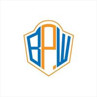 bpw astratto monogramma scudo logo design su bianca sfondo. bpw creativo iniziali lettera logo. vettore