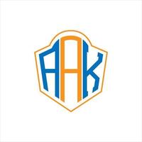 aak astratto monogramma scudo logo design su bianca sfondo. aak creativo iniziali lettera logo. vettore