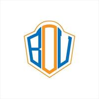 bou astratto monogramma scudo logo design su bianca sfondo. bou creativo iniziali lettera logo. vettore