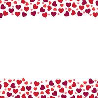 rosso cuori sagomato modello San Valentino giorno amore bandiera telaio design vettore con bianca vuoto spazio