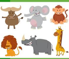 set di caratteri animali selvatici africani dei cartoni animati vettore