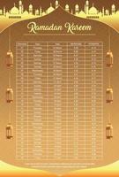 Ramadan kareem islamico calendario modello e Sehri ifter tempo programma vettore