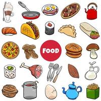 oggetti di cibo grande set cartoon illustrazione vettore