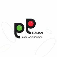 'italiano' linguaggio servizio iconico logo. concetto di interprete, traduzione, e scrittura consulenza agenzia. vettore illustrazione