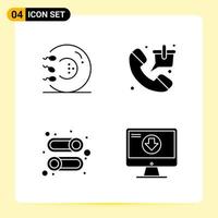 4 creativo icone per moderno sito web design e di risposta mobile applicazioni 4 glifo simboli segni su bianca sfondo 4 icona imballare creativo nero icona vettore sfondo
