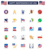 25 piatto segni per Stati Uniti d'America indipendenza giorno americano gli sport bevanda palla crema modificabile Stati Uniti d'America giorno vettore design elementi