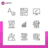 schema icona impostare. imballare di 9 linea icone isolato su bianca sfondo per di risposta sito web design Stampa e mobile applicazioni. vettore