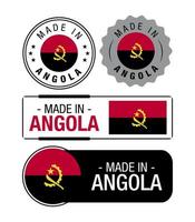 impostato di fatto nel angola etichette, logo, angola bandiera, angola Prodotto emblema vettore