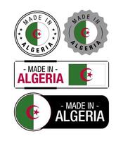 impostato di fatto nel algeria etichette, logo, algeria bandiera, algeria Prodotto emblema vettore