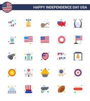 4 ° luglio Stati Uniti d'America contento indipendenza giorno icona simboli gruppo di 25 moderno appartamenti di edificio Stati Uniti d'America Stati Uniti d'America unito carta geografica modificabile Stati Uniti d'America giorno vettore design elementi