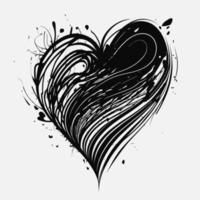 cuore mano disegnato cuore icona cartello - spazzola disegno calligrafia cuore nero cuore simbolo - cuore cartone animato vettore illustrazione