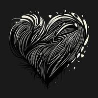 cuore mano disegnato cuore icona cartello - spazzola disegno calligrafia cuore nero cuore simbolo - cuore cartone animato vettore illustrazione