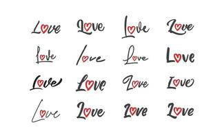 amore lettering con cuore forma icona. mano disegnato stile romantico carta design. vettore