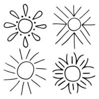 scarabocchio lineamenti di il sole. vettore disegno di raggi di sole. varietà di raggi di sole