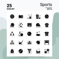 25 gli sport icona impostato 100 modificabile eps 10 File attività commerciale logo concetto idee solido glifo icona design vettore