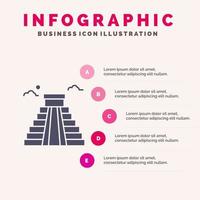 edificio punto di riferimento americano Stati Uniti d'America solido icona infografica 5 passaggi presentazione sfondo vettore