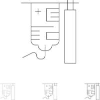 gocciolare ospedale medico trattamento grassetto e magro nero linea icona impostato vettore