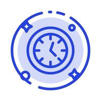 orologio orologio tempo blu tratteggiata linea linea icona vettore