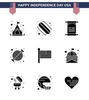 9 creativo Stati Uniti d'America icone moderno indipendenza segni e 4 ° luglio simboli di unito bandiera americano festa bbq modificabile Stati Uniti d'America giorno vettore design elementi